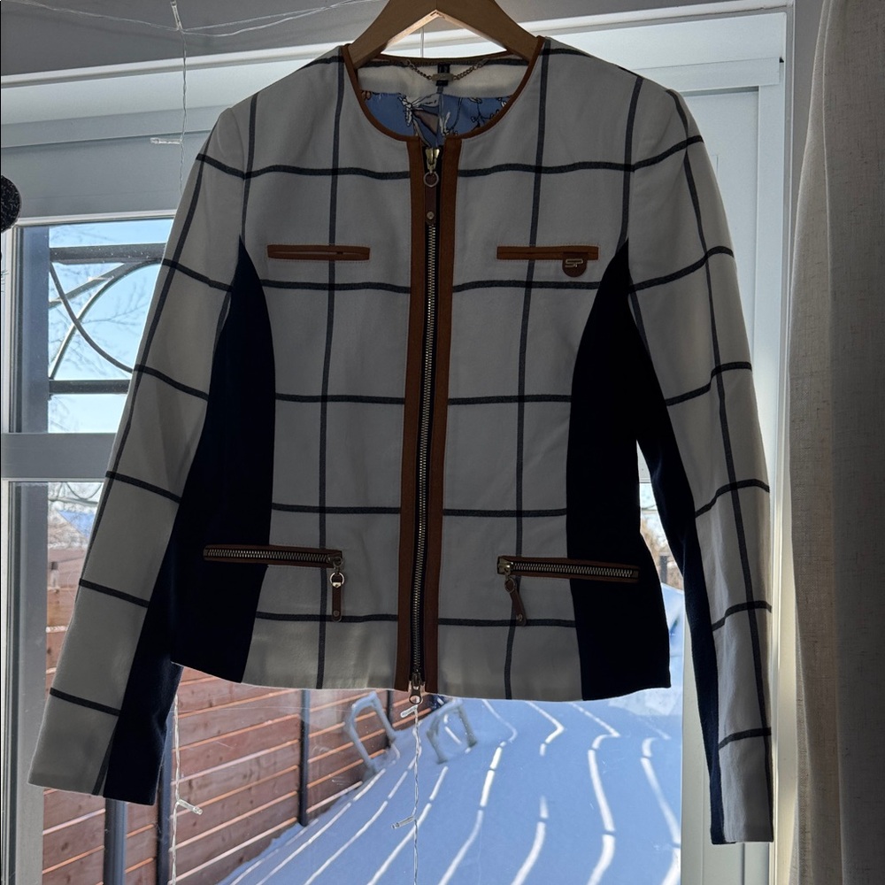 Sportalm , euro brand size M Women's White and Black Checkered Jacket